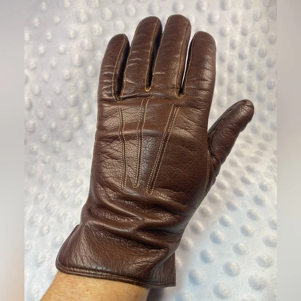 Vintage 1960’s Dark Brown Leather Gloves Fully Lined